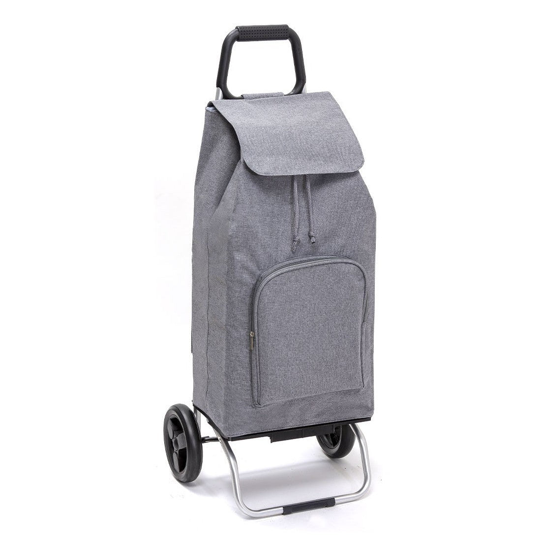 Chariot de courses pliable SIDEBAG - Sac 65L Multipoche imperméable - 2 roues - Design Chiné Gris