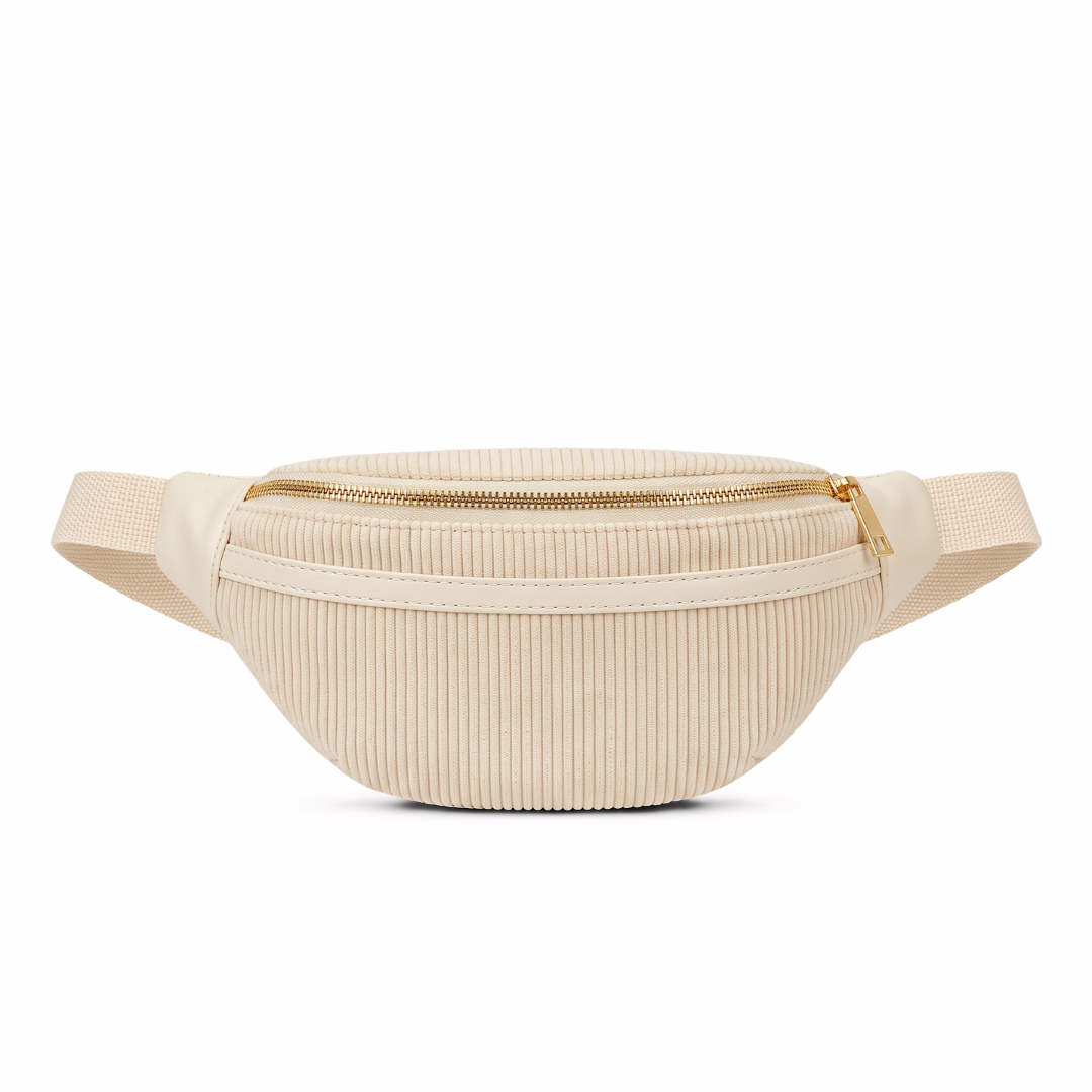 SIDEBAG Bauchtasche Capri in Vanilla, Cordsamt in Creme, Vorderansicht