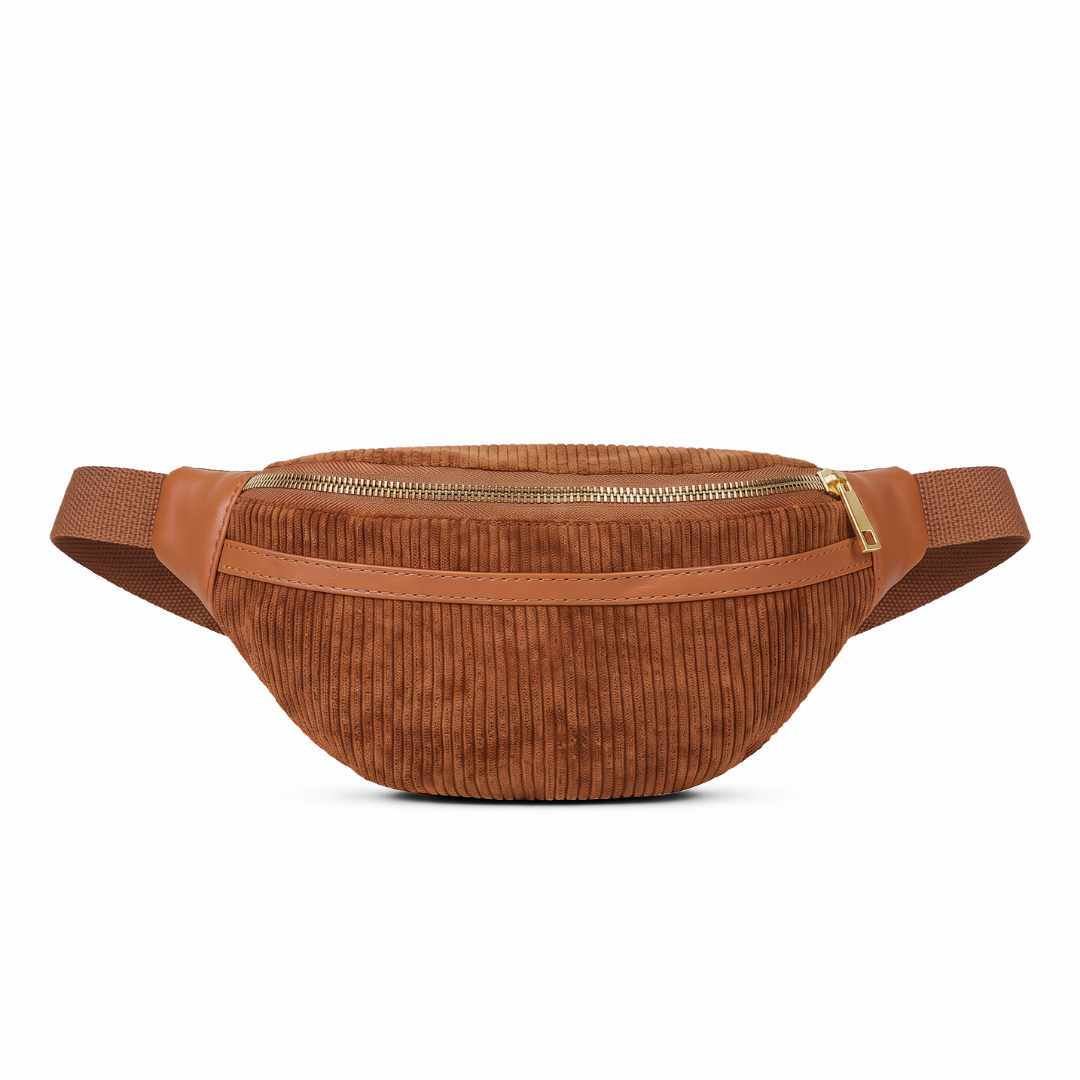 SIDEBAG Bauchtasche Capri in Cinnamon, Cordsamt in Braun, Vorderansicht
