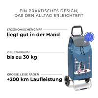 Einkaufstrolley Carlux Bleu US 55 L, 2 Räder, ergonomischer Griff, bis zu 30 kg Stauraum, leise Räder mit über 200 km Laufleistung