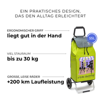 Einkaufstrolley Carlux Vert US 55 L, 2 Räder, ergonomischer Griff, bis zu 30 kg Stauraum, leise Räder mit über 200 km Laufleistung