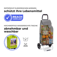Einkaufstrolley Carlux Vert US 55 L, 2 Räder, REACH-konform, wasserdichte Tasche abnehmbar und bei 30 Grad waschbar