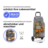 Einkaufstrolley Carlux Food 55 L, 2 Räder, REACH-konform, wasserdichte Tasche abnehmbar und bei 30 Grad waschbar