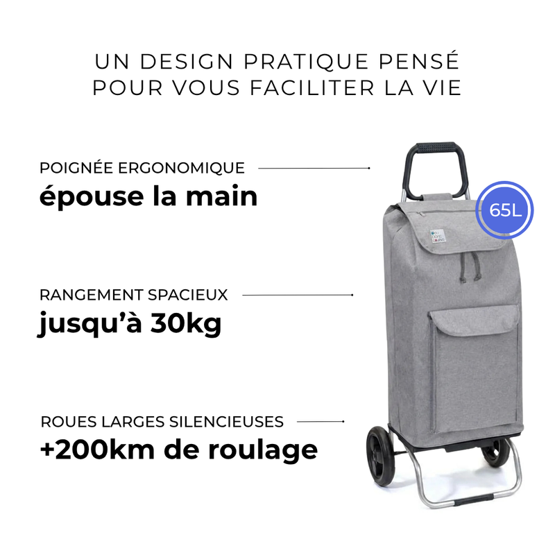 Non termico / Gris 65L dont 1 poche de 10L / 2 ruote
