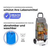 Einkaufstrolley Carlux Blue Lagoon 55 L, 2 Räder, REACH-konform, wasserdichte Tasche abnehmbar und bei 30 Grad waschbar