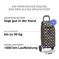 Einkaufstrolley Carlux Parapluie 55 L, 2 Räder, ergonomischer Griff, bis zu 30 kg Stauraum, leise Räder mit über 200 km Laufleistung