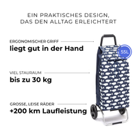 Einkaufstrolley Carlux Baleine 55 L, 2 Räder, ergonomischer Griff, bis zu 30 kg Stauraum, leise Räder mit über 200 km Laufleistung