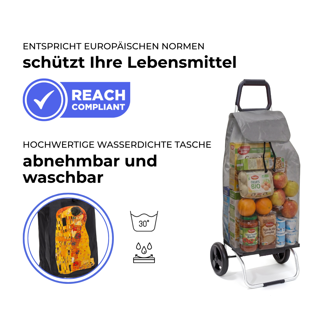 Einkaufstrolley Carlux Mon Amour 55 L, 2 Räder, REACH-konform, wasserdichte Tasche abnehmbar und bei 30 Grad waschbar