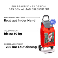 Einkaufstrolley Carlux Rouge US 55 L, 2 Räder, ergonomischer Griff, bis zu 30 kg Stauraum, leise Räder mit über 200 km Laufleistung