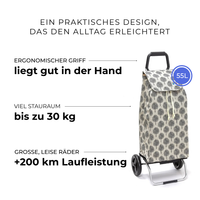 Einkaufstrolley Carlux Whitewinter 55 L, 2 Räder, ergonomischer Griff, bis zu 30 kg Stauraum, leise Räder mit über 200 km Laufleistung