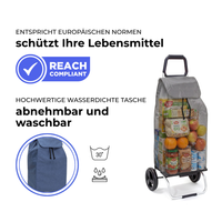 Einkaufstrolley Carlux Bluejean 55 L, 2 Räder, REACH-konform, wasserdichte Tasche abnehmbar und bei 30 Grad waschbar