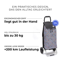Einkaufstrolley Carlux Psychegrey 55 L, 2 Räder, ergonomischer Griff, bis zu 30 kg Stauraum, leise Räder mit über 200 km Laufleistung
