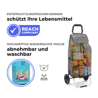 Einkaufstrolley Carlux Turquoise US 55 L, 2 Räder, REACH-konform, wasserdichte Tasche abnehmbar und bei 30 Grad waschbar
