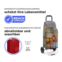 Einkaufstrolley Carlux Rot 47 L, vollständig isoliert, 2 Räder, REACH-konform, wasserdichte Tasche abnehmbar und bei 30 Grad waschbar