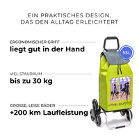 Einkaufstrolley Carlux Vert US 55 L, 6 Räder Treppensteiger, ergonomischer Griff, bis zu 30 kg Stauraum, leise Räder mit über 200 km Laufleistung