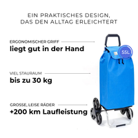 Einkaufstrolley Carlux Blue Lagoon 55 L, 6 Räder Treppensteiger, ergonomischer Griff, bis zu 30 kg Stauraum, leise Räder mit über 200 km Laufleistung