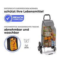 Einkaufstrolley Carlux Mon Amour 55 L, 6 Räder Treppensteiger, REACH-konform, wasserdichte Tasche abnehmbar und bei 30 Grad waschbar