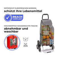 Einkaufstrolley Carlux Rouge US 55 L, 6 Räder Treppensteiger, REACH-konform, wasserdichte Tasche abnehmbar und bei 30 Grad waschbar