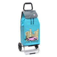 Chariot de courses pliable Buggy - Sac 55L imperméable - 2 roues - Design Turquoise US