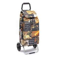 Chariot de courses pliable Buggy - Sac 55L imperméable - 2 roues - Design Food