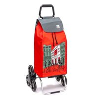 Chariot de courses pliable Buggy - Sac 55L imperméable - 6 roues - Design Rouge US