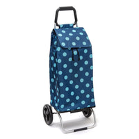 Chariot de courses pliable Carlux - Sac 55L imperméable - 2 roues - Design Pois Bleu Ciel