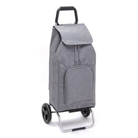 Chariot de courses pliable SIDEBAG - Sac 65L Multipoche imperméable - 2 roues - Design Chiné Gris