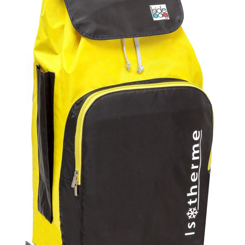 Isotérmico / Amarillo Negro 65L - Bolsillo isotérmico 10L / 2 ruedas
