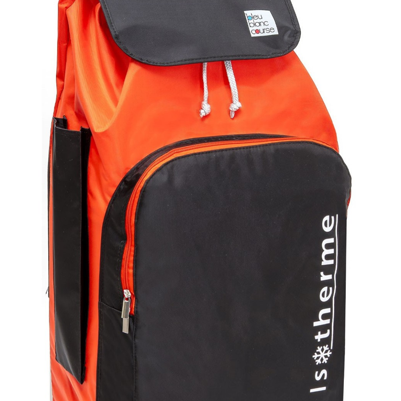 Isotérmico / Naranja Negro 65L - Bolsillo isotérmico 10L / 2 ruedas