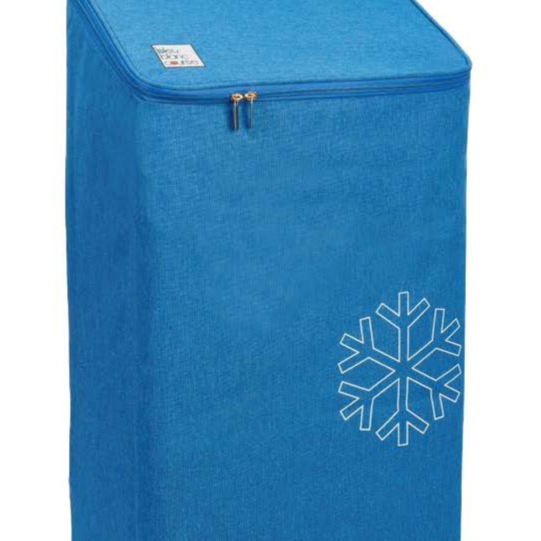 Zoom sur le tissu du sac de chariot de courses Carlux, Bleu 47L entièrement isotherme