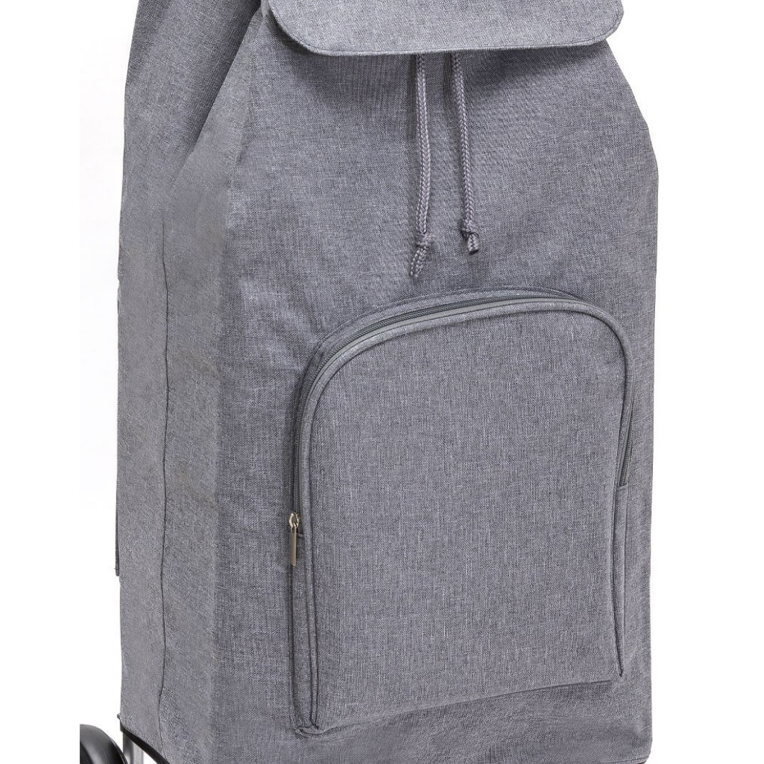Zoom sur le tissu du sac de chariot de courses Carlux, Chiné Gris 65L dont 1 poche de 10L
