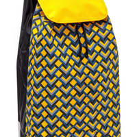 Zoom sur le tissu du sac de chariot de courses Carlux, Geometrik Jaune 55L
