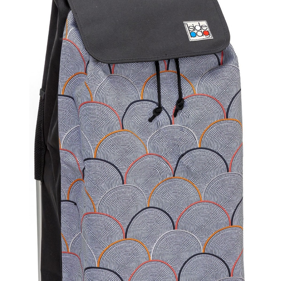 Zoom sur le tissu du sac de chariot de courses Carlux, Psychegrey 55L