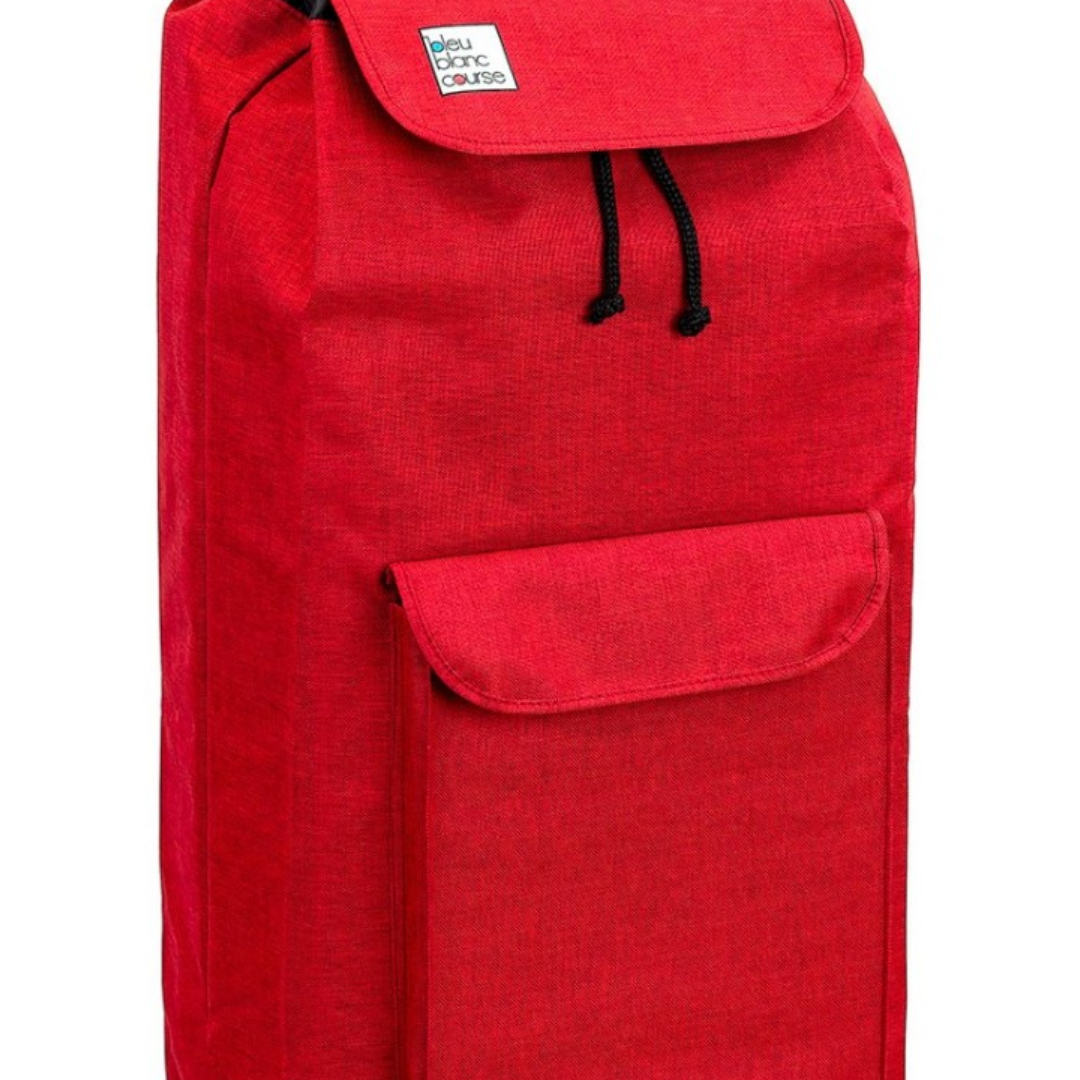 Zoom sur le tissu du sac de chariot de courses Carlux, Rouge 65L dont 1 poche de 10L